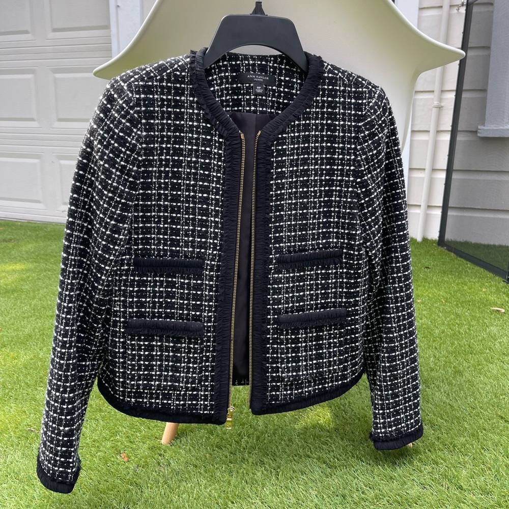 Petite Black and White Blazer